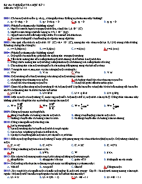 Đề thi kiểm tra học kì I Vật lí lớp 11 (Có đáp án) - Đề 1 - Năm học 2016-2017